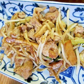 もやしエリンギ豚肉炒め